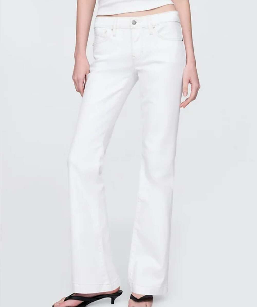 Low Rise Long & Lean Jeans,White with Brown stitching,8/29R